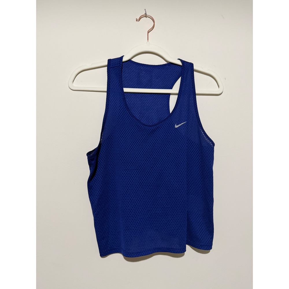 Nike Miler Running Tank Top Womens Medium Blue Mesh Racerback 849876-455